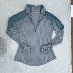 Columbia Seafoam Green Stripe Zip Jacket Thumb Holes Size S/P